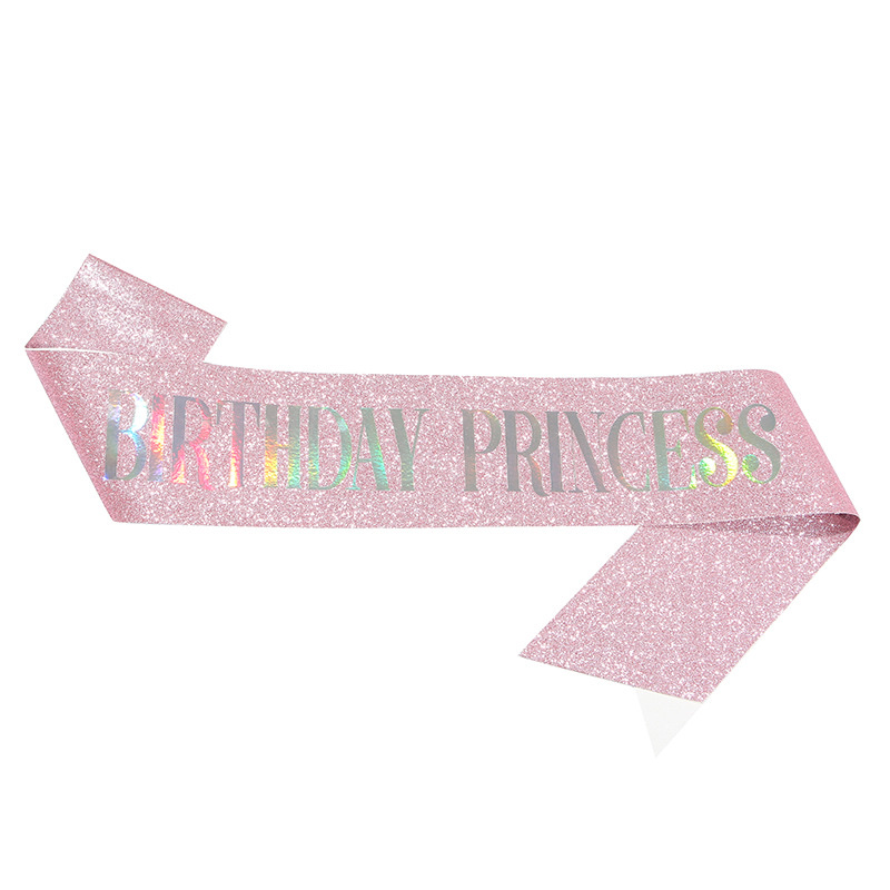 新款生日派对金葱肩带礼仪带 birthday princess公主腰带绶带批发 详情图2