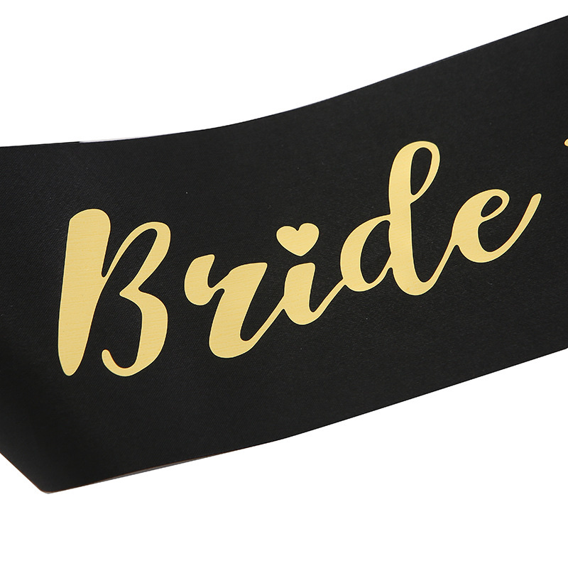 New European and American wedding party bride shoulder strap bride to be etiquette strap Gilded Bride sash belt Item Picture