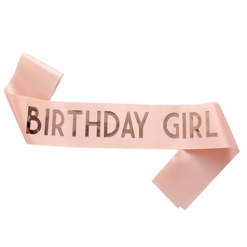 新款时尚BIRTHDAY GIRL生日礼仪带腰带 生日女孩绶带肩带浅蓝粉色 详情图2