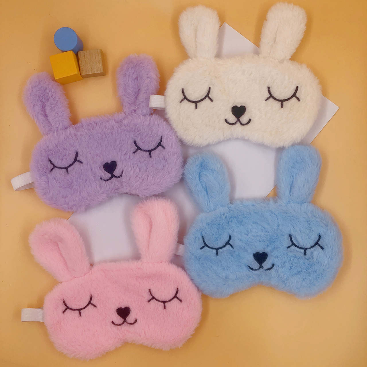 现货护眼罩小兔子可爱眼罩学生睡眠眼罩透气遮光绣花眼罩毛绒眼罩柔软舒适男女通用护眼眼罩可定制厂家定制来稿打样订单生产均可图