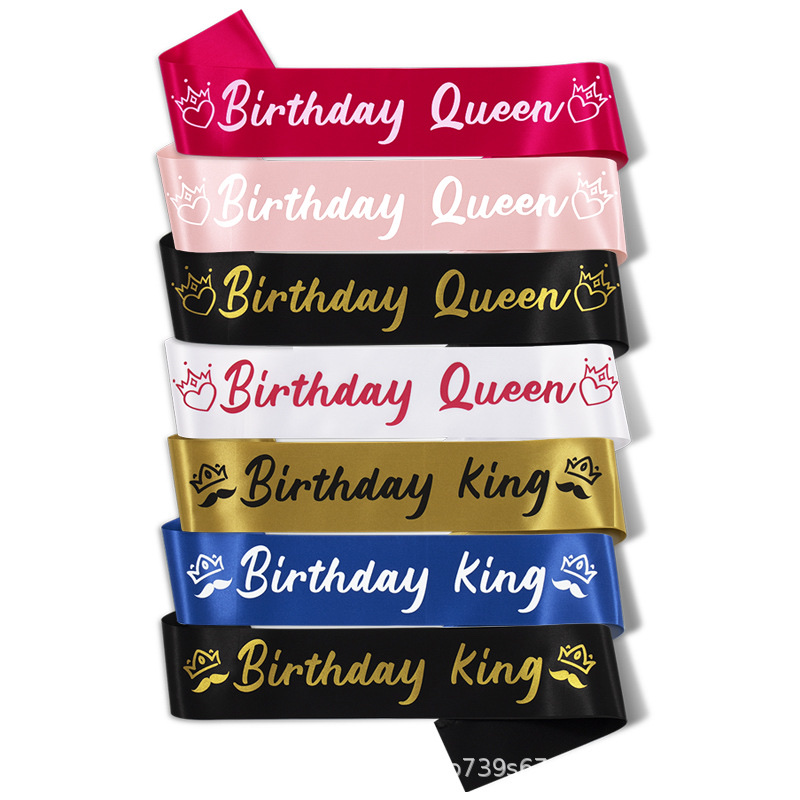 Birthday King/Queen生日派对生日肩带礼仪带绶带派对装饰 