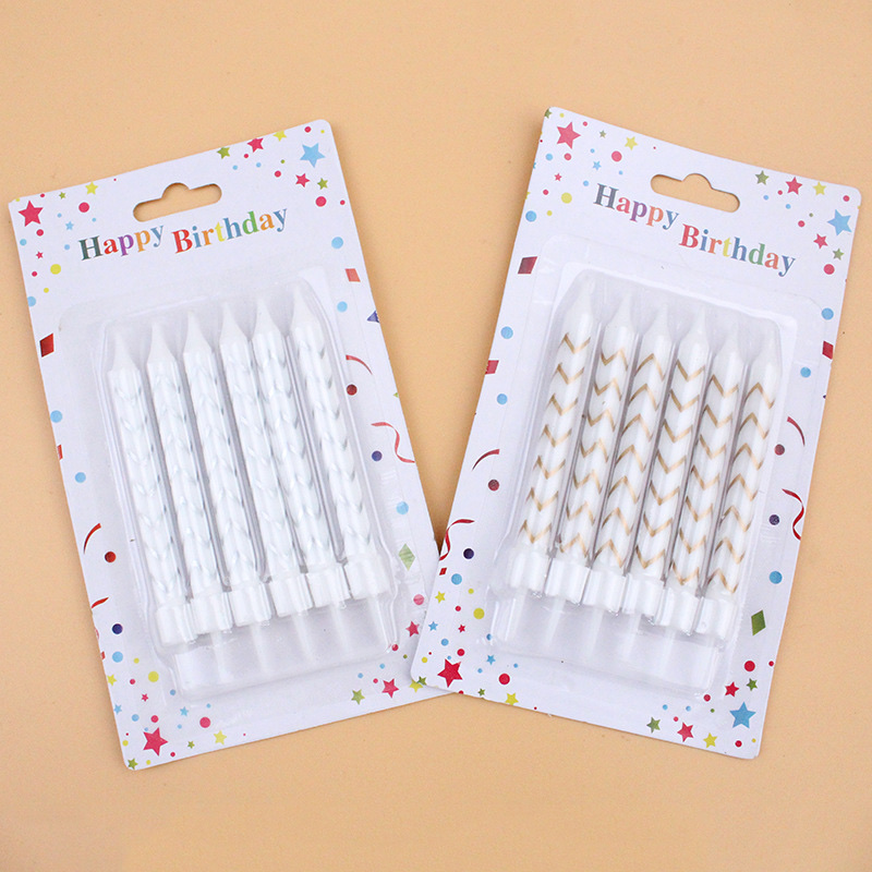 Nueva llegada ins viento oro plata blanco rayas onda puntas estrellas cumpleaños oro negro hornear pastel decoración fiesta velas Application Scenario