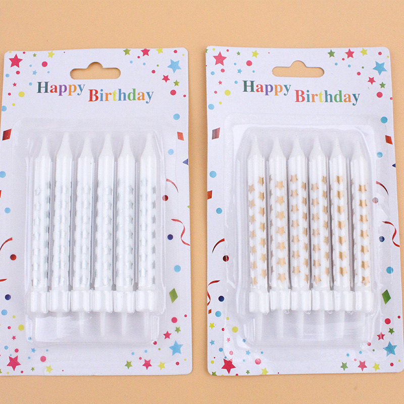 Nueva llegada ins viento oro plata blanco rayas onda puntas estrellas cumpleaños oro negro hornear pastel decoración fiesta velas Specification image