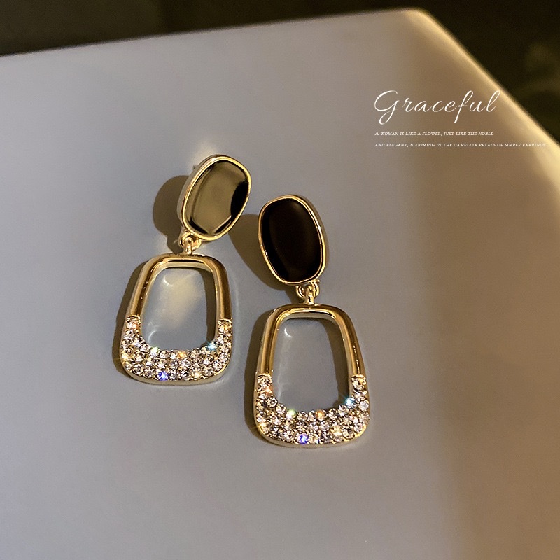 925 Silver Needle Fashionable and Individual Earrings, Geometric diamond-encrusted earrings, trendy and stylish design sense earrings 08