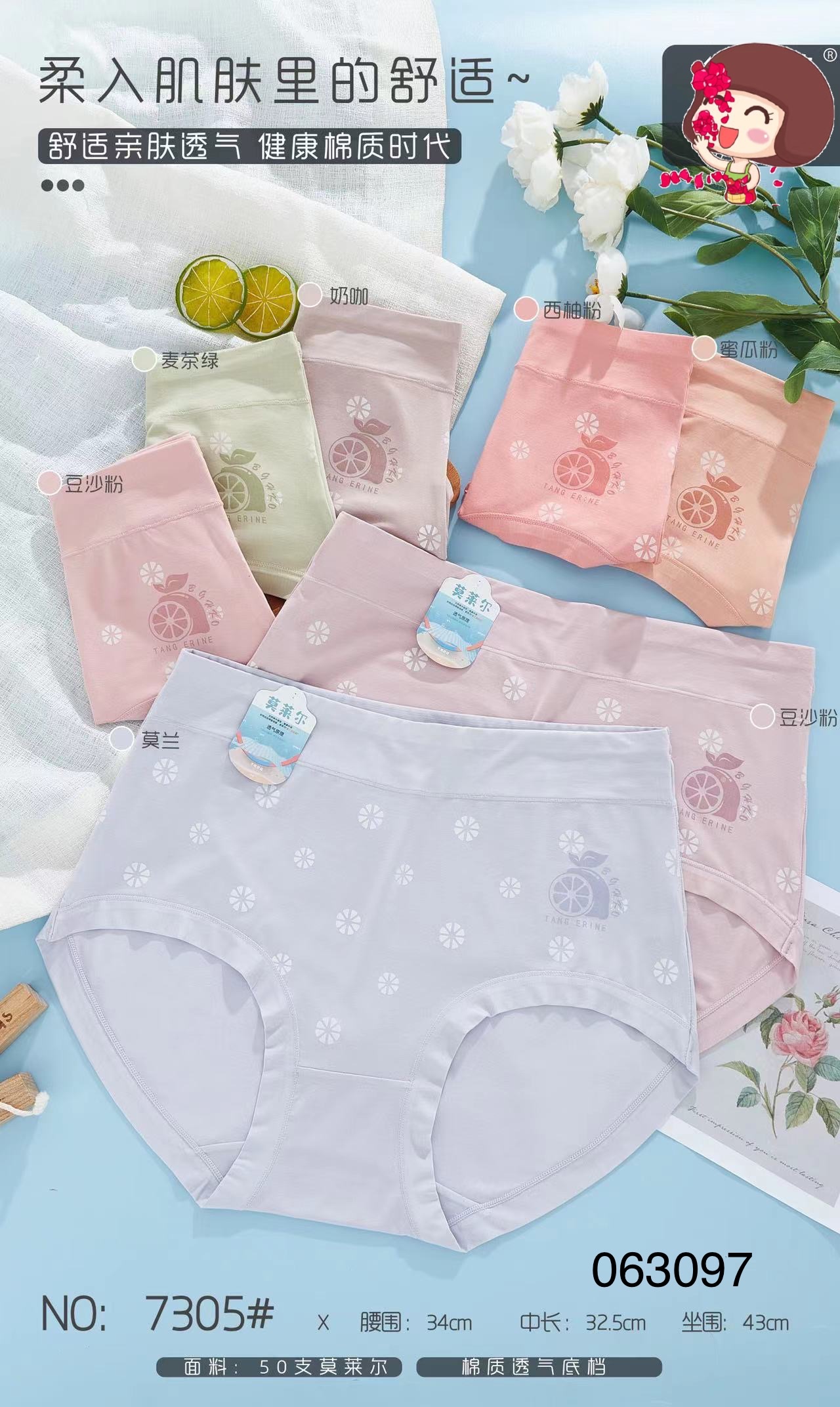 7305 Women's Mid-High Waisted Morel Panties full figure