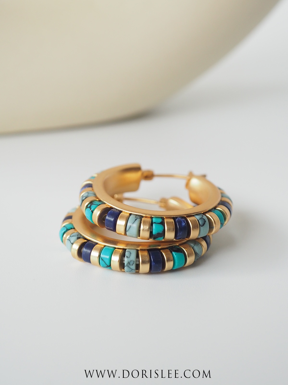 Metropolitan Museum MMA turquoise Exotic Vintage matte gold-plated Ring 115 earring pair Item Picture