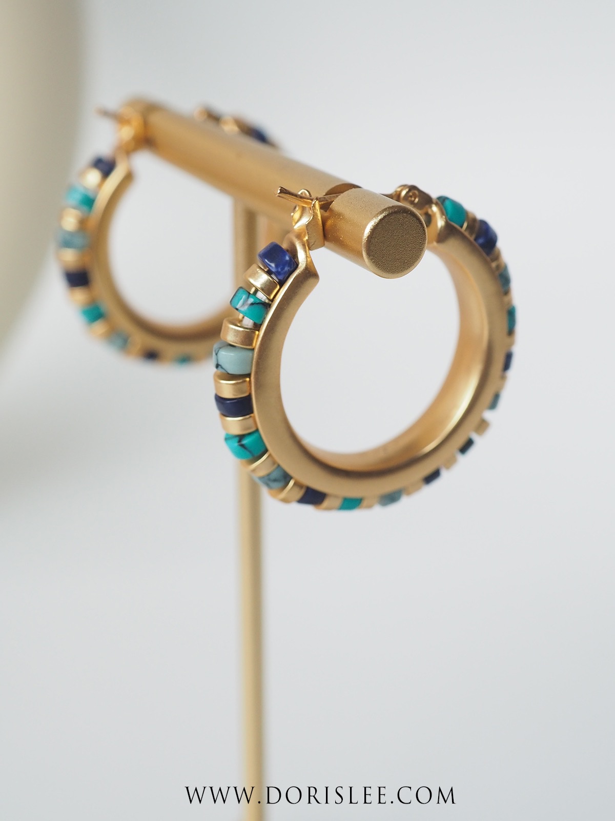 Metropolitan Museum MMA turquoise Exotic Vintage matte gold-plated Ring 115 earring pair details Picture
