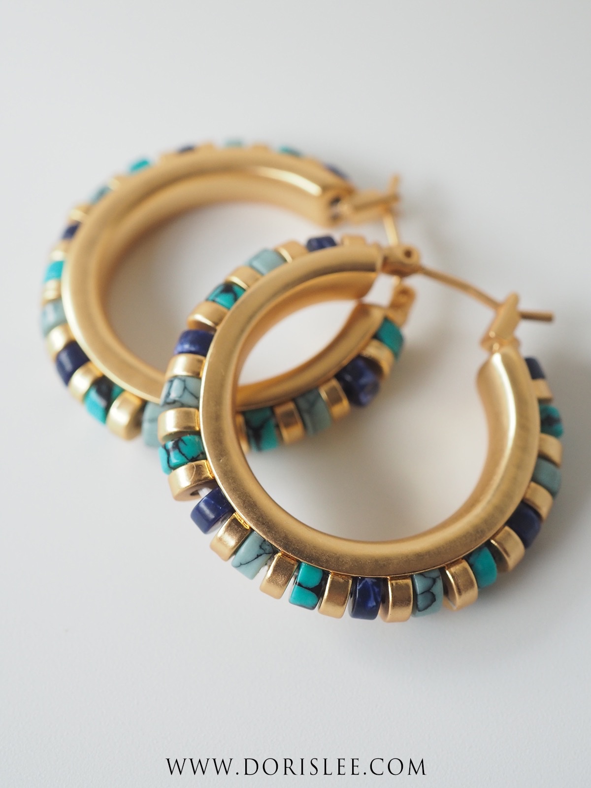 Metropolitan Museum MMA turquoise Exotic Vintage matte gold-plated Ring 115 earring pair Specification image