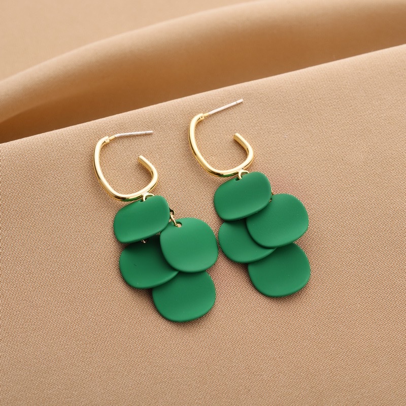 S925 Silver Needle, popular European and American green retro large earrings, niche design sense, fashionable and elegant earrings and earrings H995