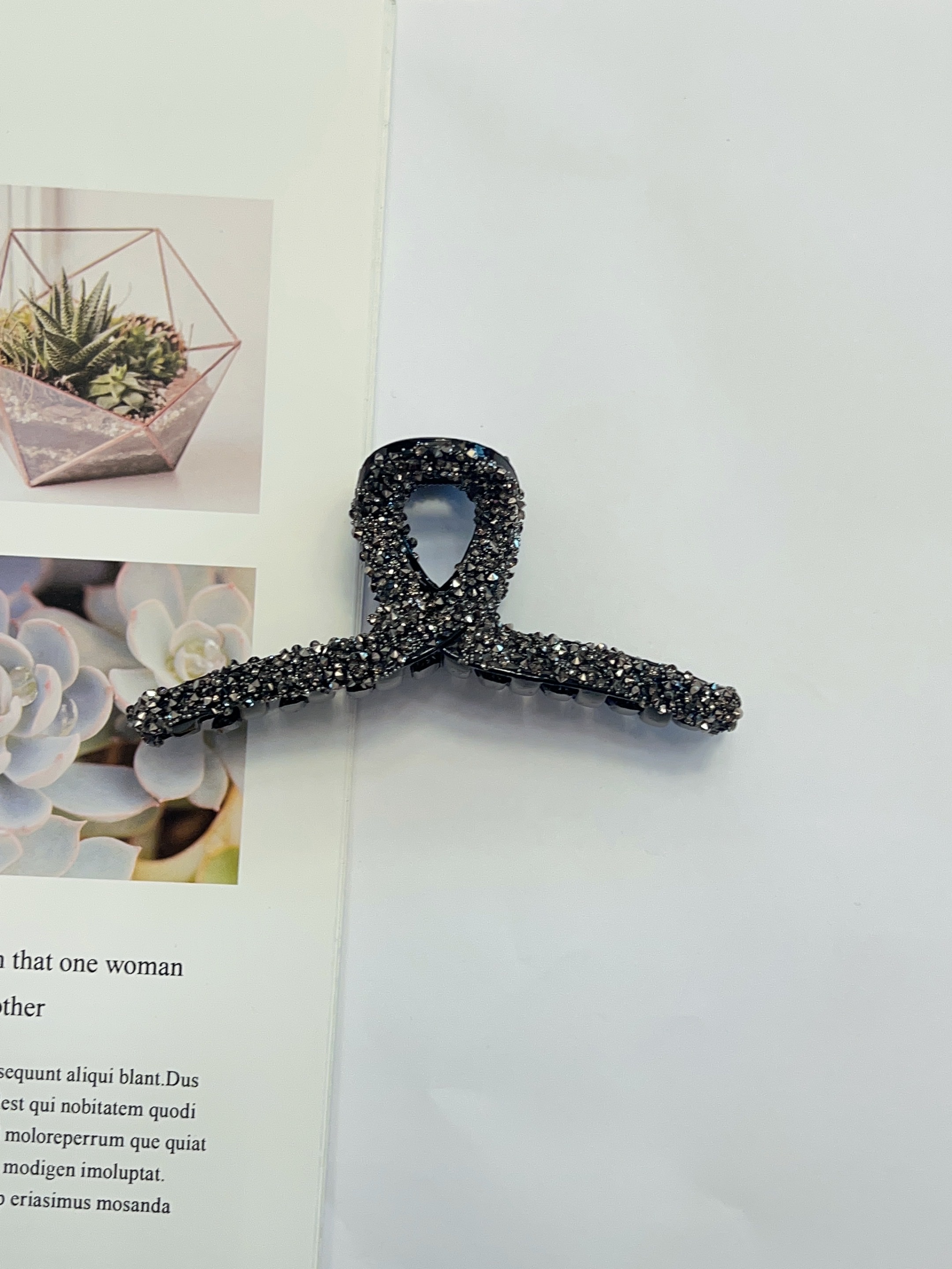 满钻鲨鱼夹洗澡外出盘发抓夹大号一字夹发抓头饰女华欣饰品-518