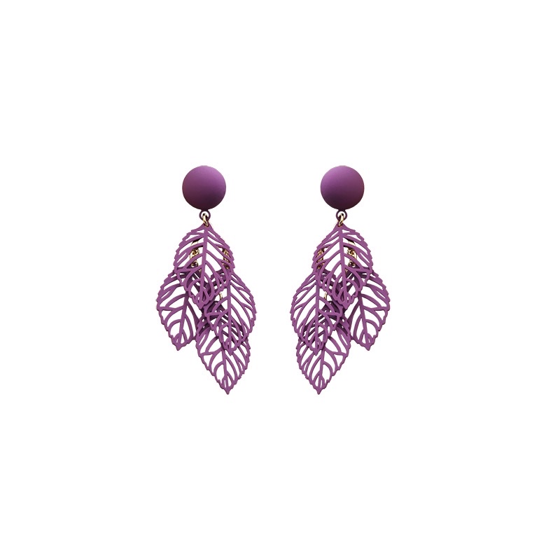 The retro Hong Kong-style green earrings with a trendy vibe, 2022 new trendy leaf fashion large-sized earrings and earrings R406