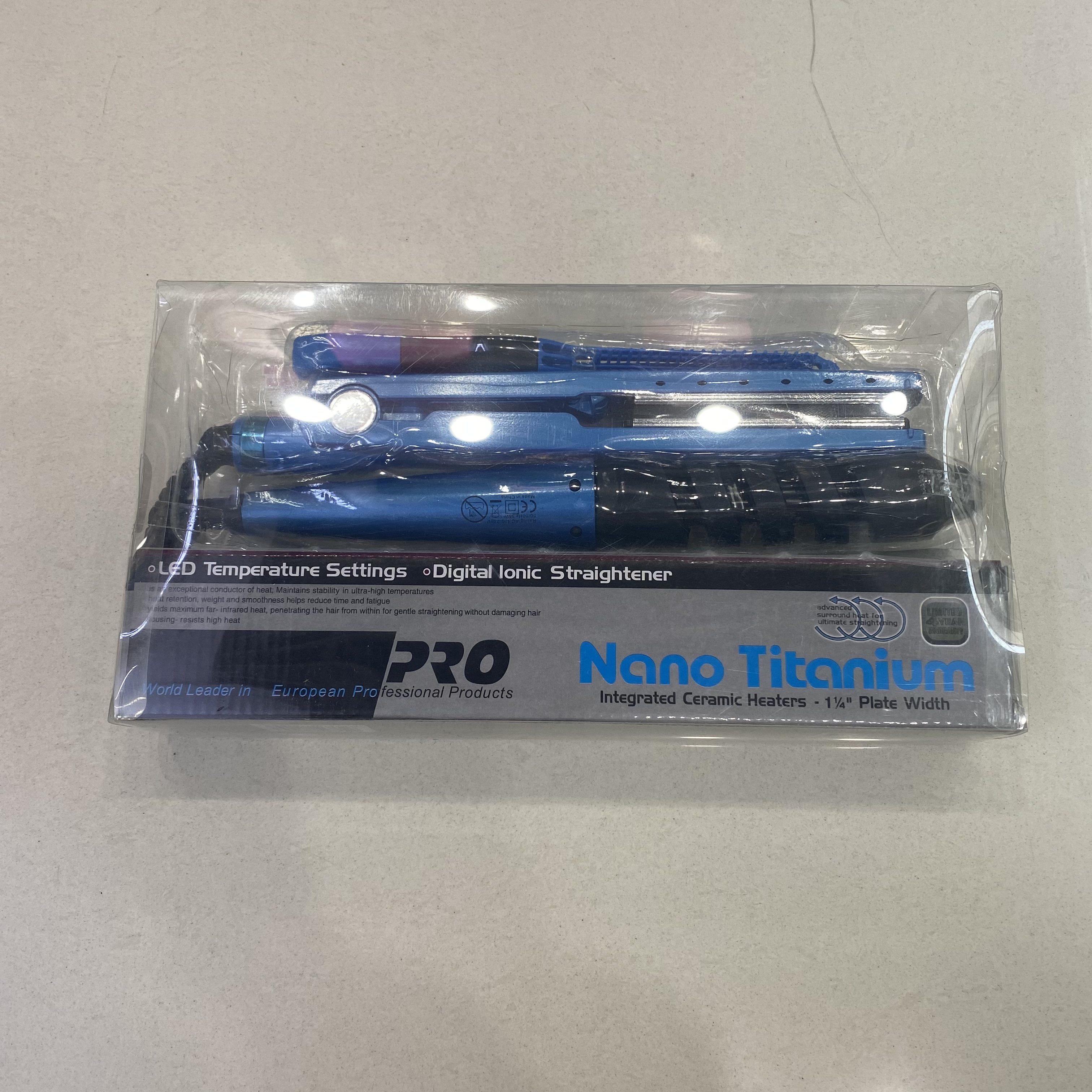 Conjunto de tres piezas straightener rizador de doble uso rizador azul nano titanio straighter clip perm clippers Specification image