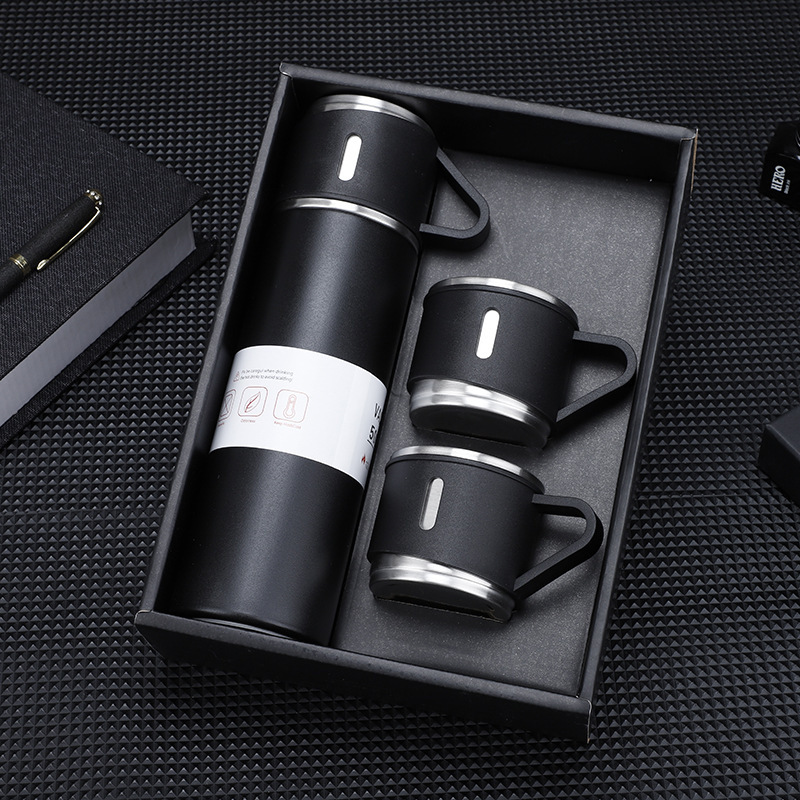 304 Gift cup set: One three-lid insulated cup, water cup, tea cup details Picture