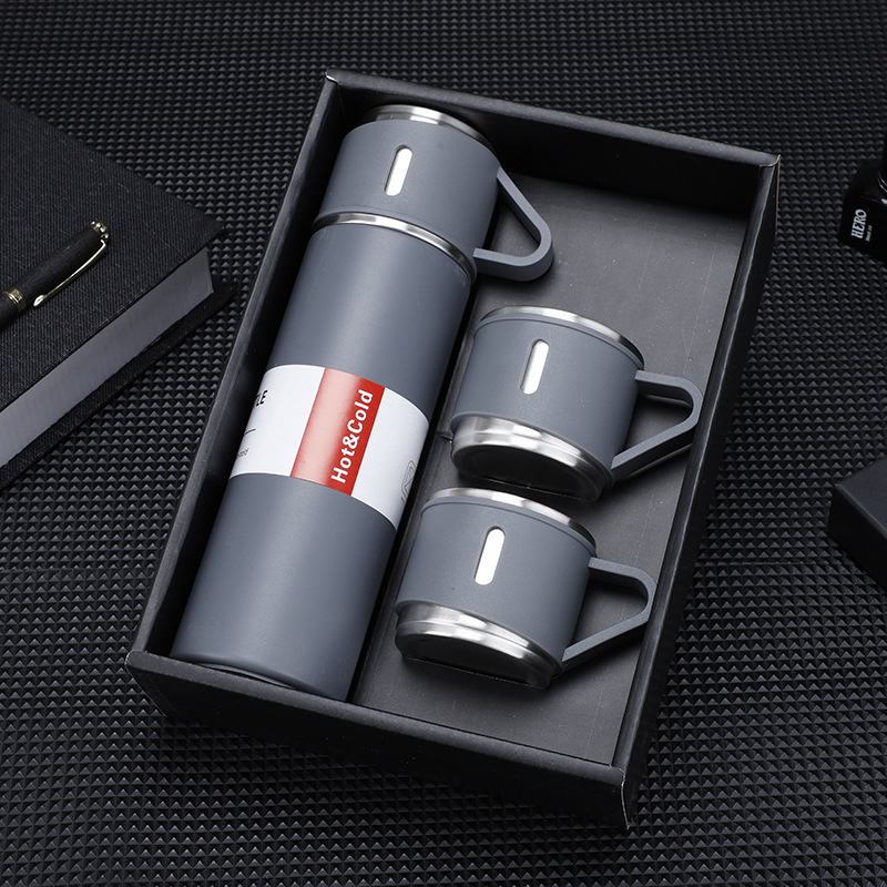 304 Gift cup set: One three-lid insulated cup, water cup, tea cup Item Picture