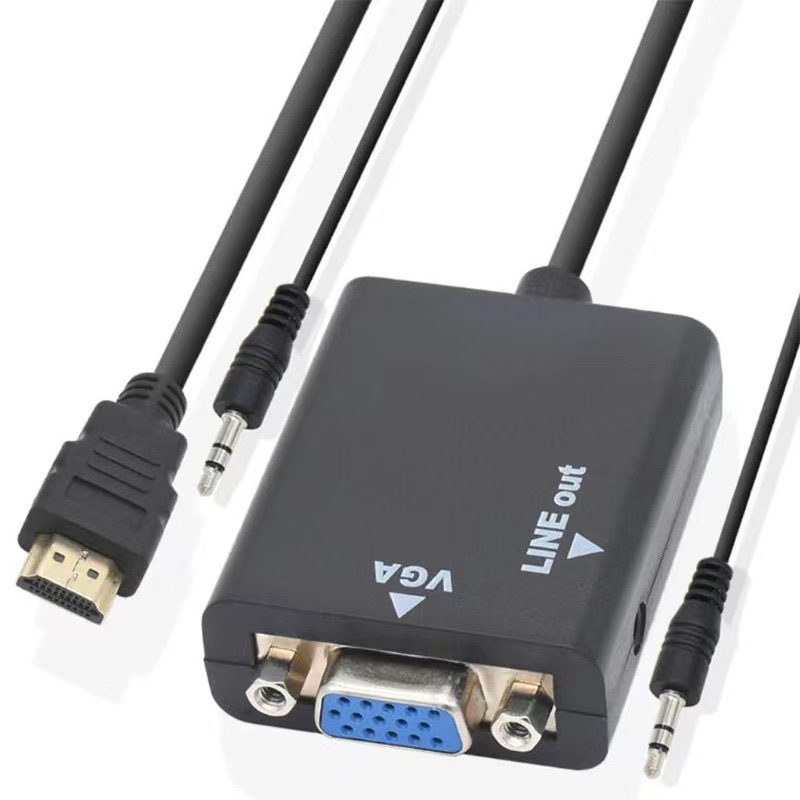 HDMI转VGA线带音频转换器电视电脑转接线HDMI TO VGA转接头高清线 品质供货
