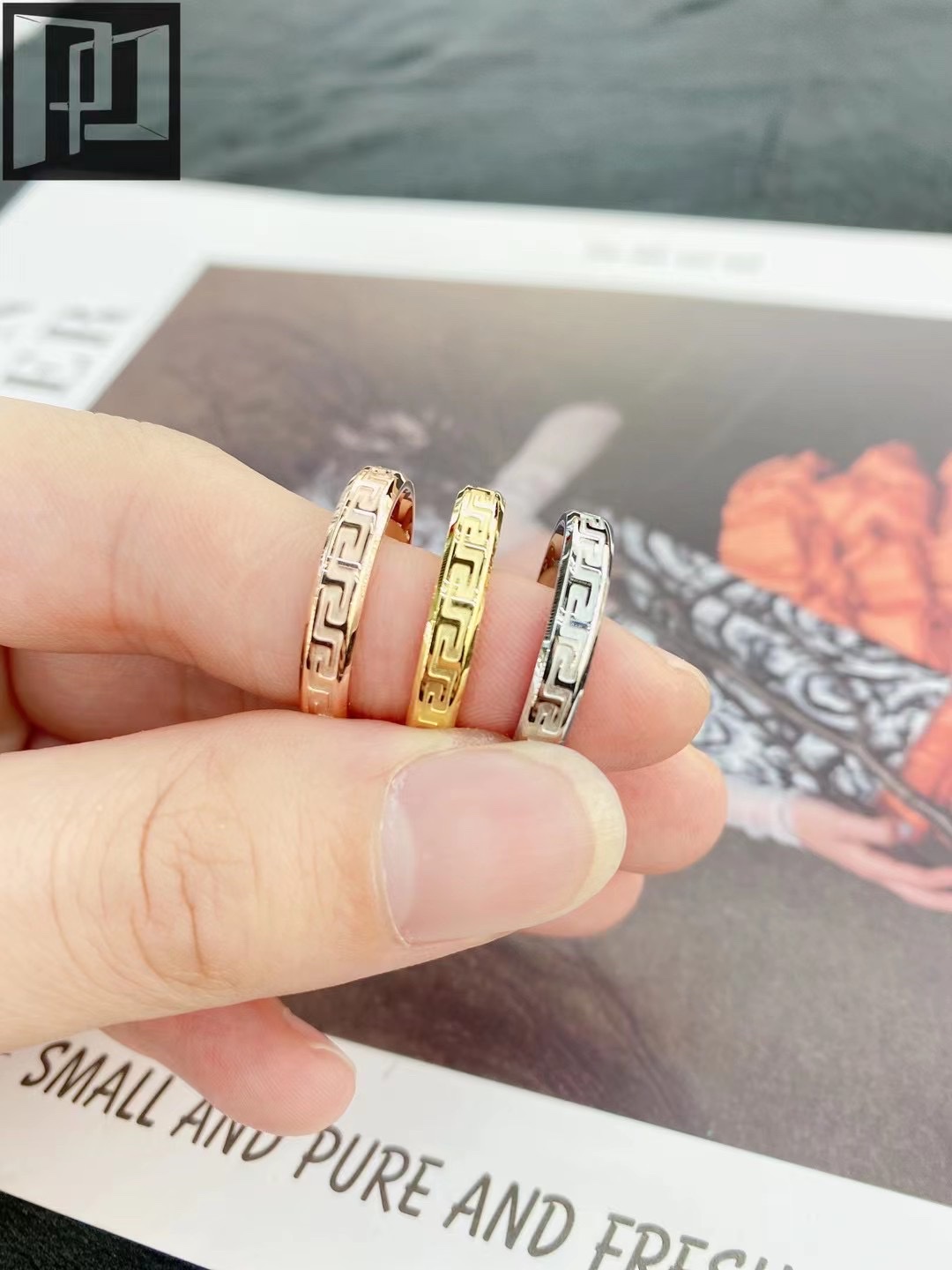 钛钢戒指长城纹