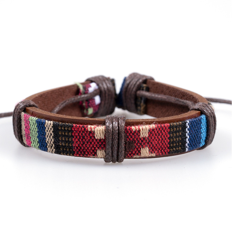 欧美流行民族风彩色棉绳手工编织不规则几何花朵图案手工编织制作批发饰品