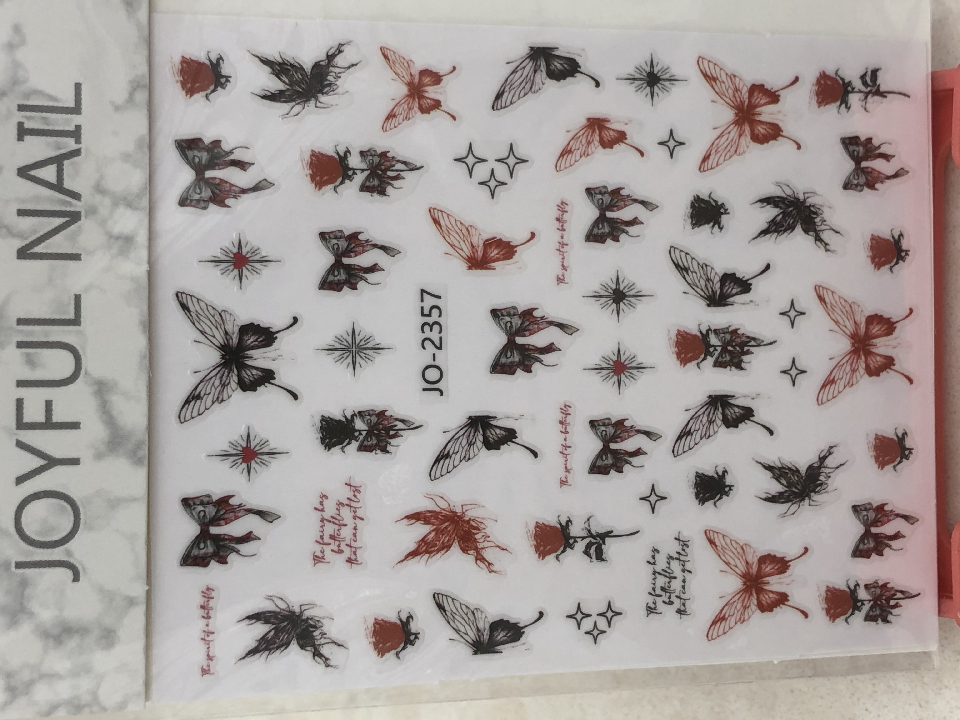 美甲贴纸/玫瑰花/蝴蝶白底实物图