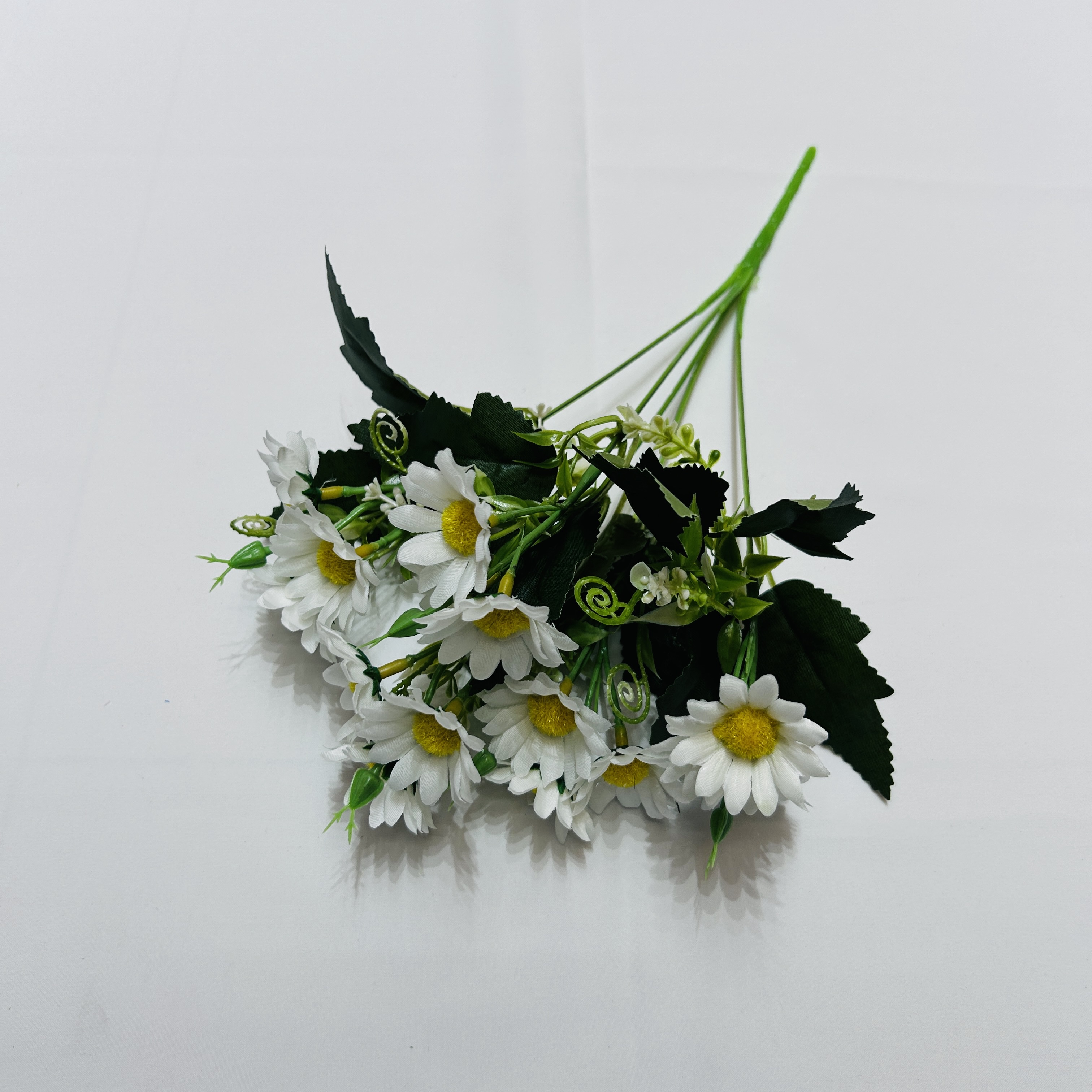 洋甘菊小雏菊布艺塑料绢花5叉太阳菊客厅摆件舞蹈道具仿真花假花