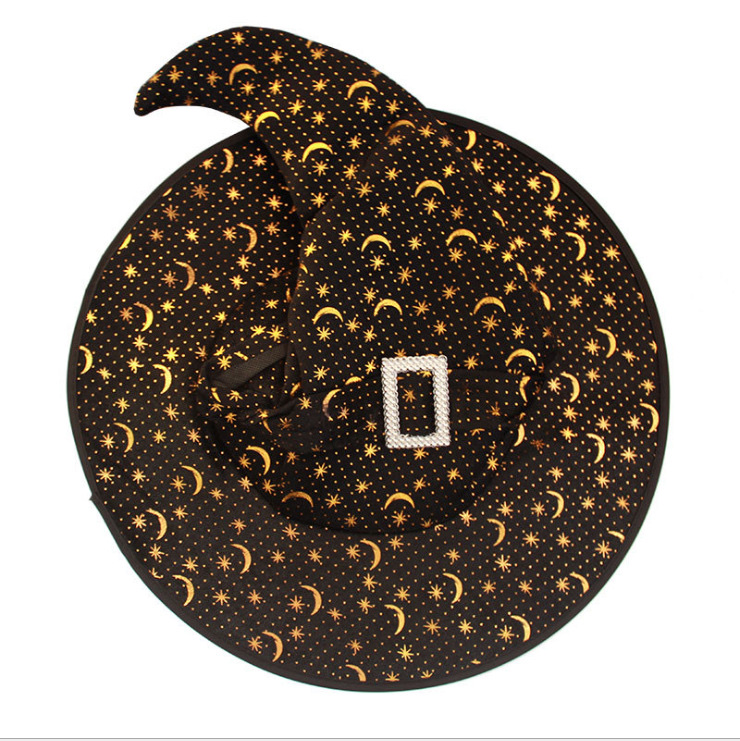 The Halloween hat cosplay masquerade ball performance showcases the prop, the Star Moon Crescent Witch hat Specification image