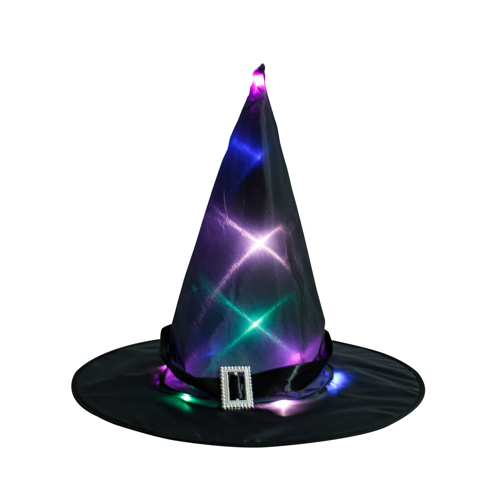 Halloween hat, witch hat, luminous hat, LED string hat, dance party decoration hat details Picture