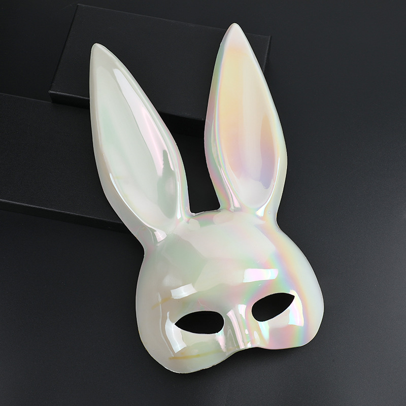 表演道具七彩电镀兔子面具，颜色混装详情图5