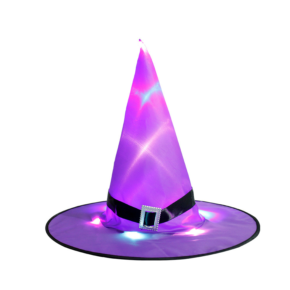 Halloween hat, witch hat, luminous hat, LED string hat, dance party decoration hat Item Picture