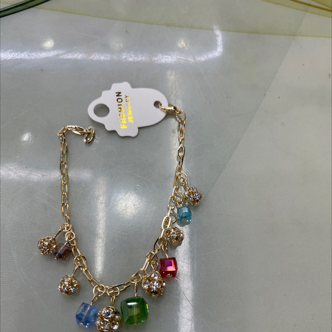 时尚新款杨梅球大小水晶方块爆款手链皓源饰品