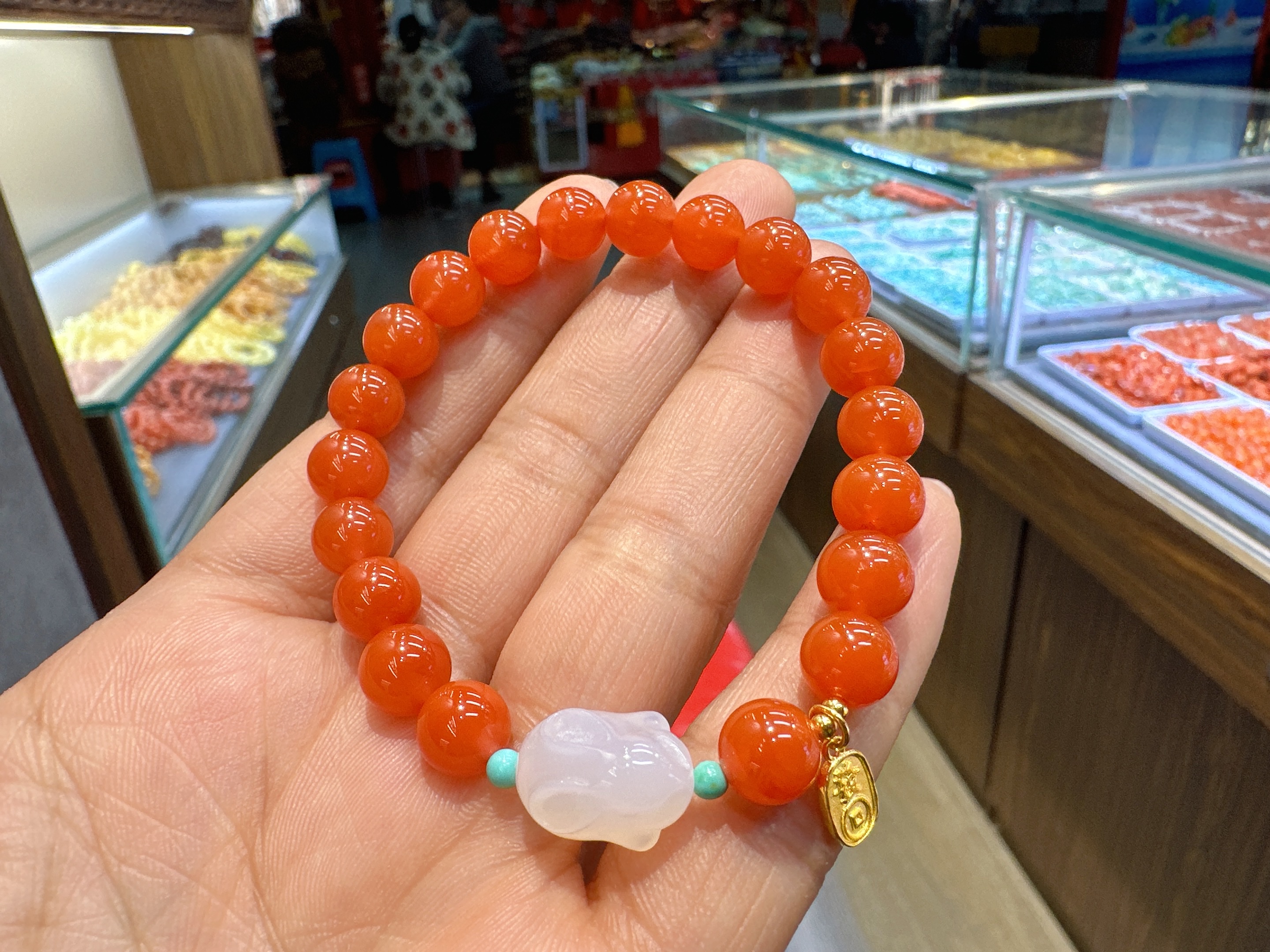 翔宇珠宝四川樱桃红南红兔子手链29052922213920534