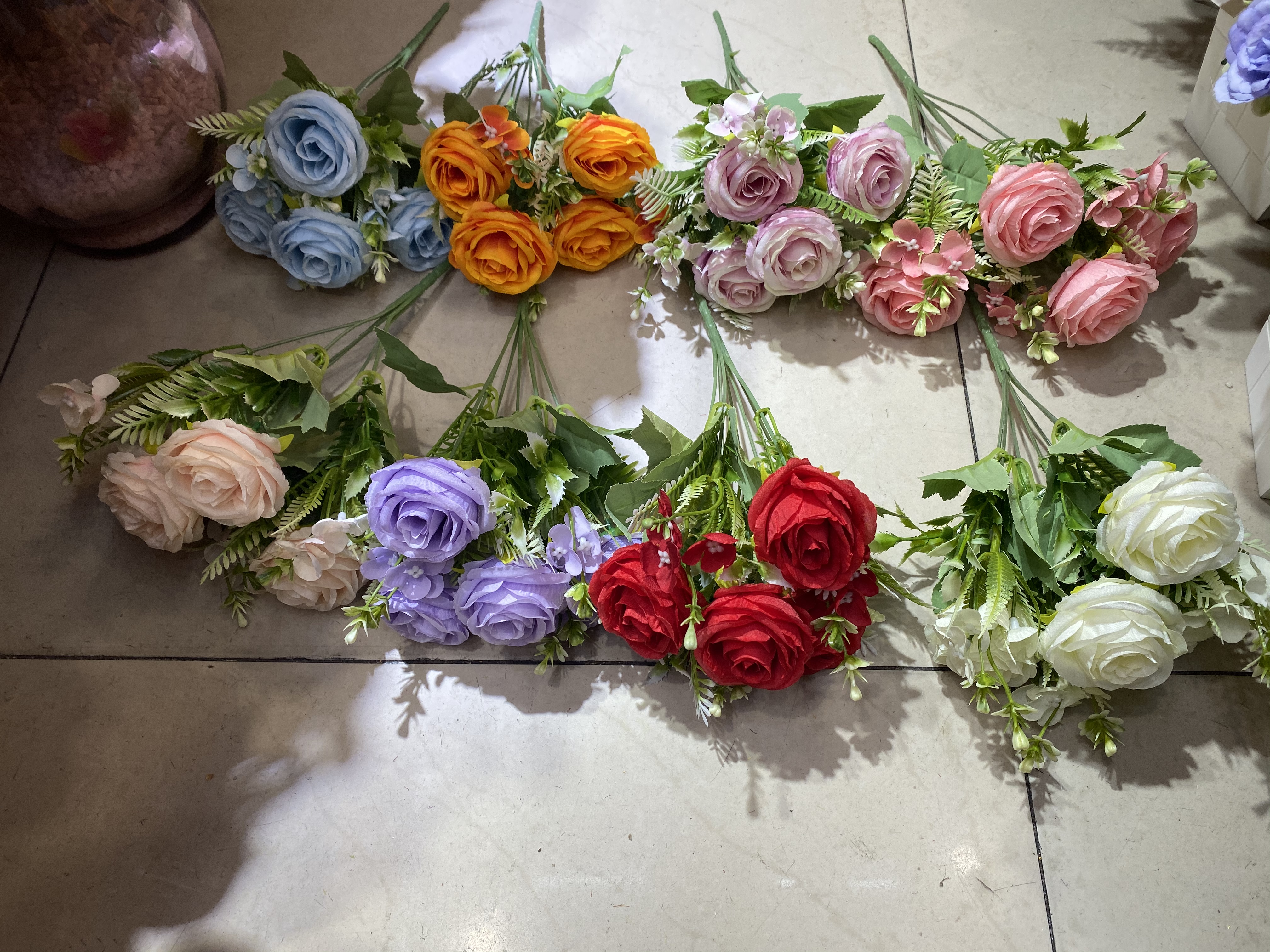 仿真5头小玫瑰花