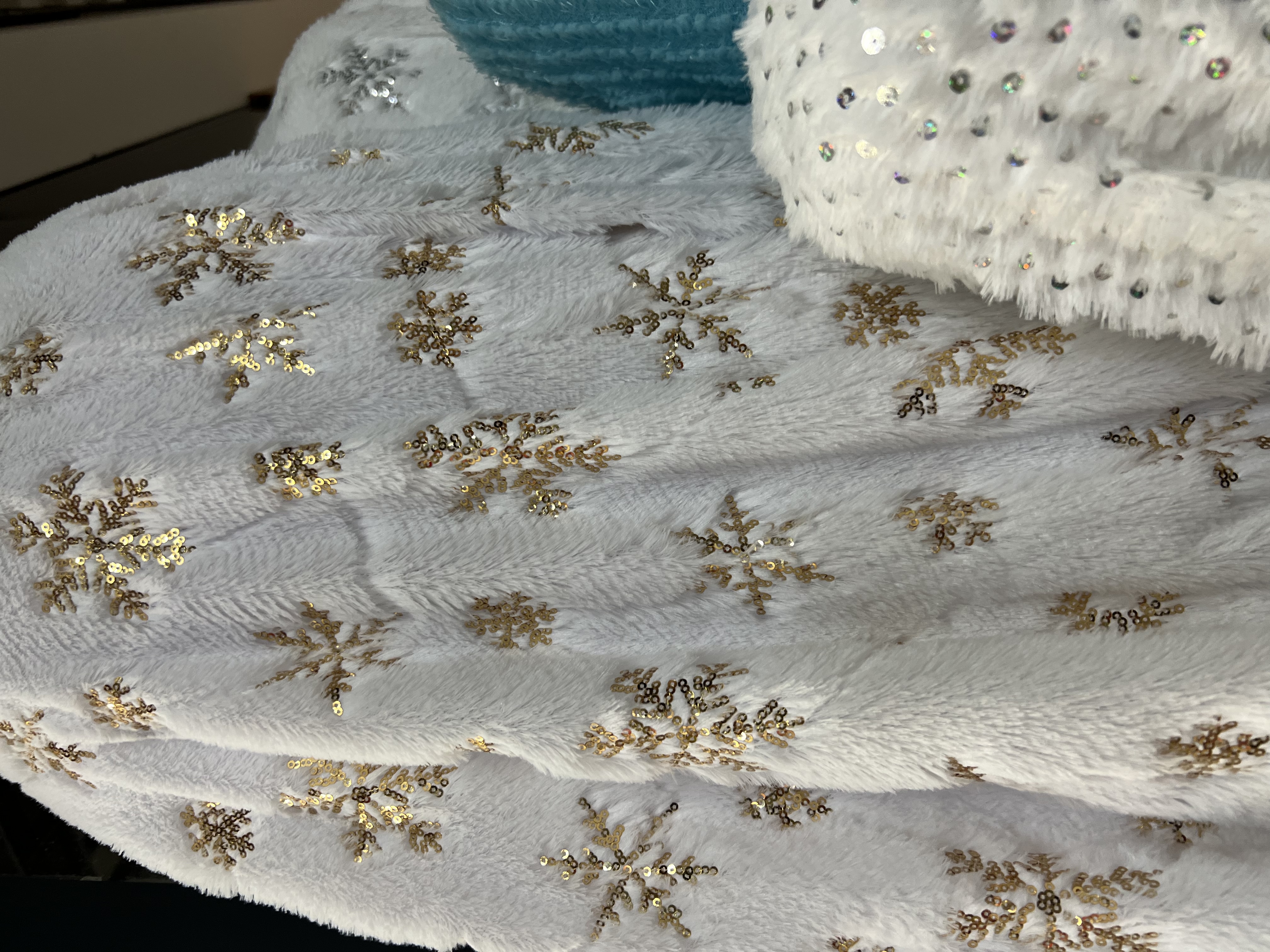 绒毛烫金雪花布