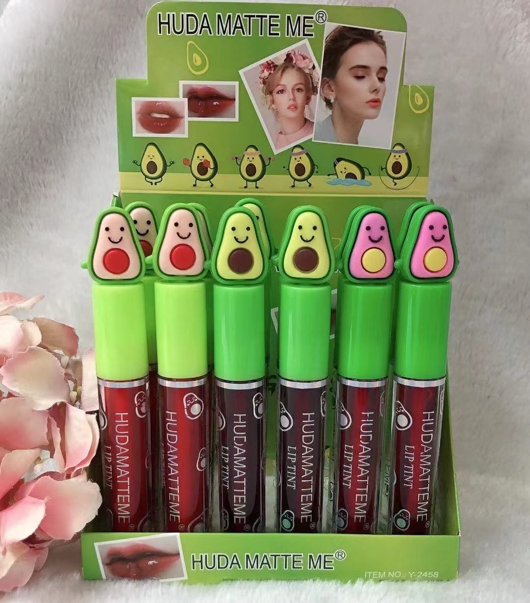 Papaya cartoon silicone head, 6-color lipstick water