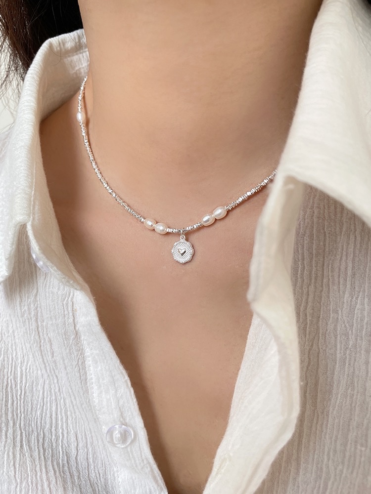 Pearl Silver 925 silver necklace! details Picture