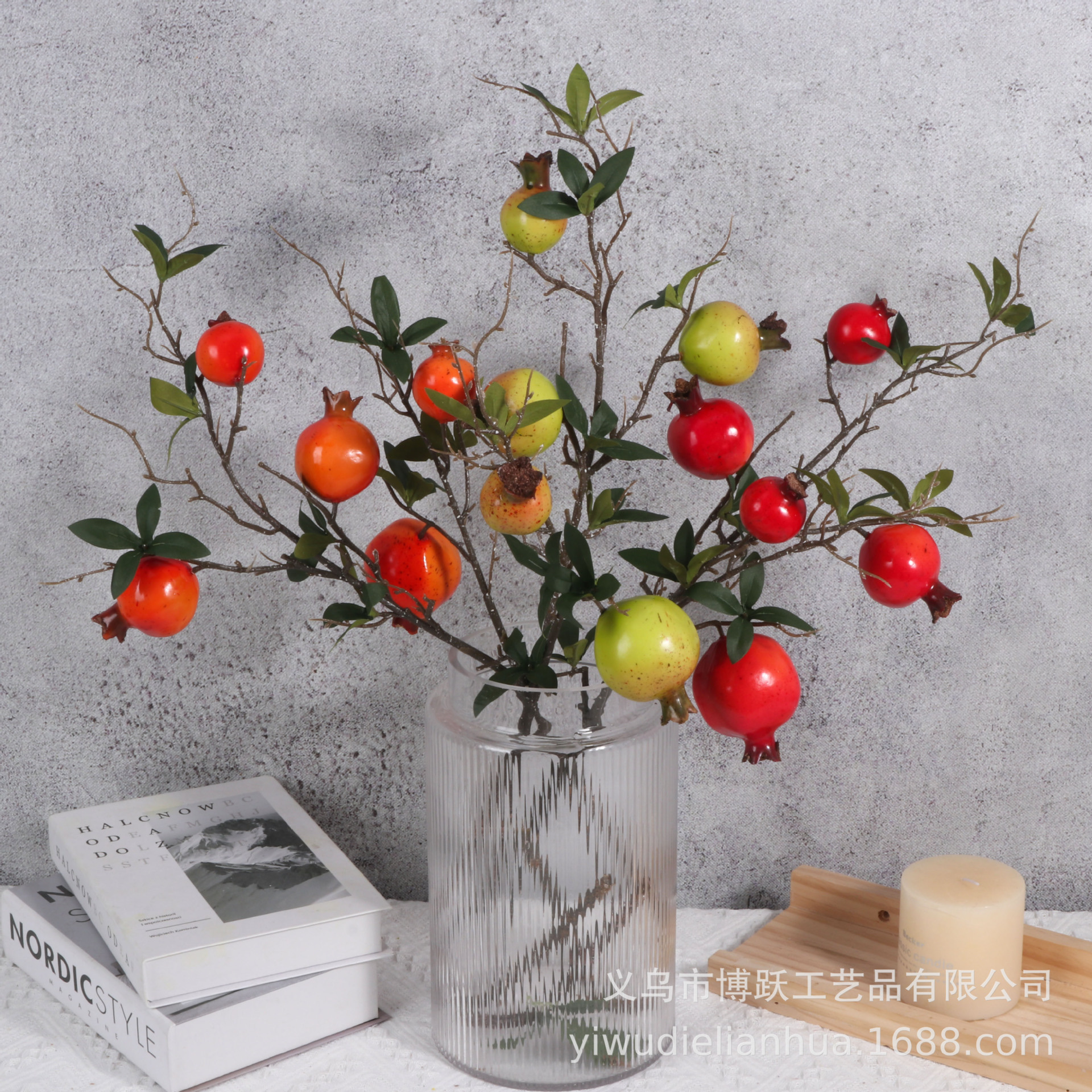 Factory direct sales of simulated pomegranate fruits, five-headed pomegranate simulated fruits and simulated flowers Application Scenario