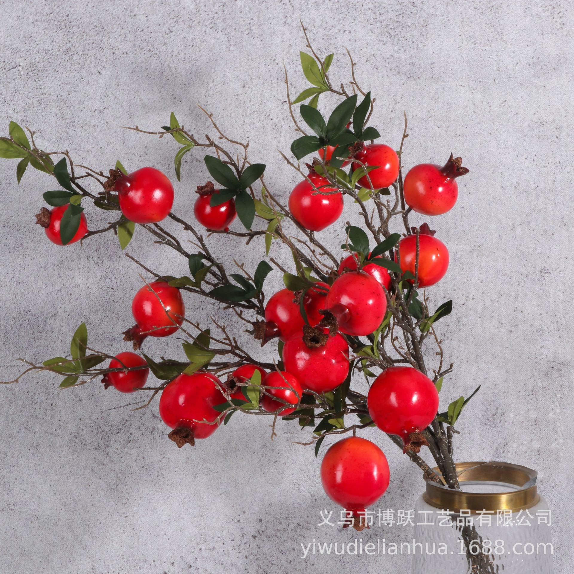 Factory direct sales of simulated pomegranate fruits, five-headed pomegranate simulated fruits and simulated flowers details Picture