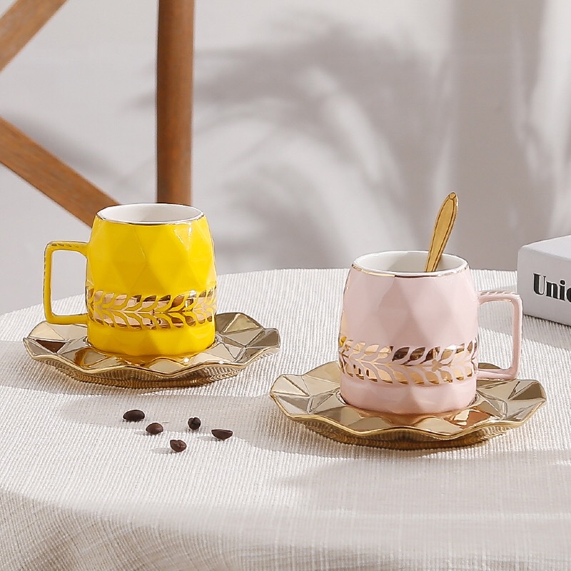 复古骨瓷欧式咖啡杯套装金边陶瓷小奢华高颜值小精致创意家用茶具