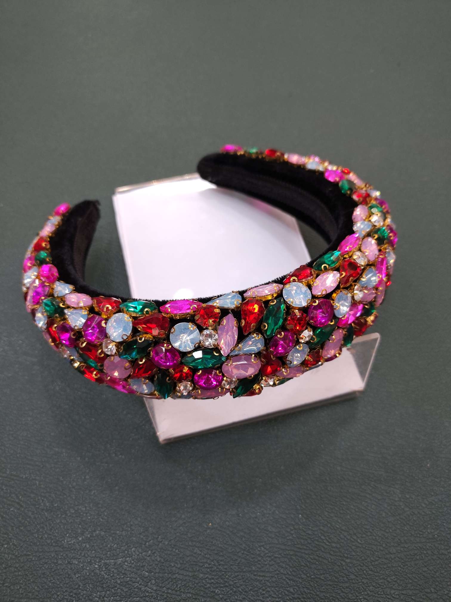 新款发箍彩色水钻头扣加宽加厚海绵发卡重工头箍高档手工首饰工厂卖家批发零售饰品详情图4