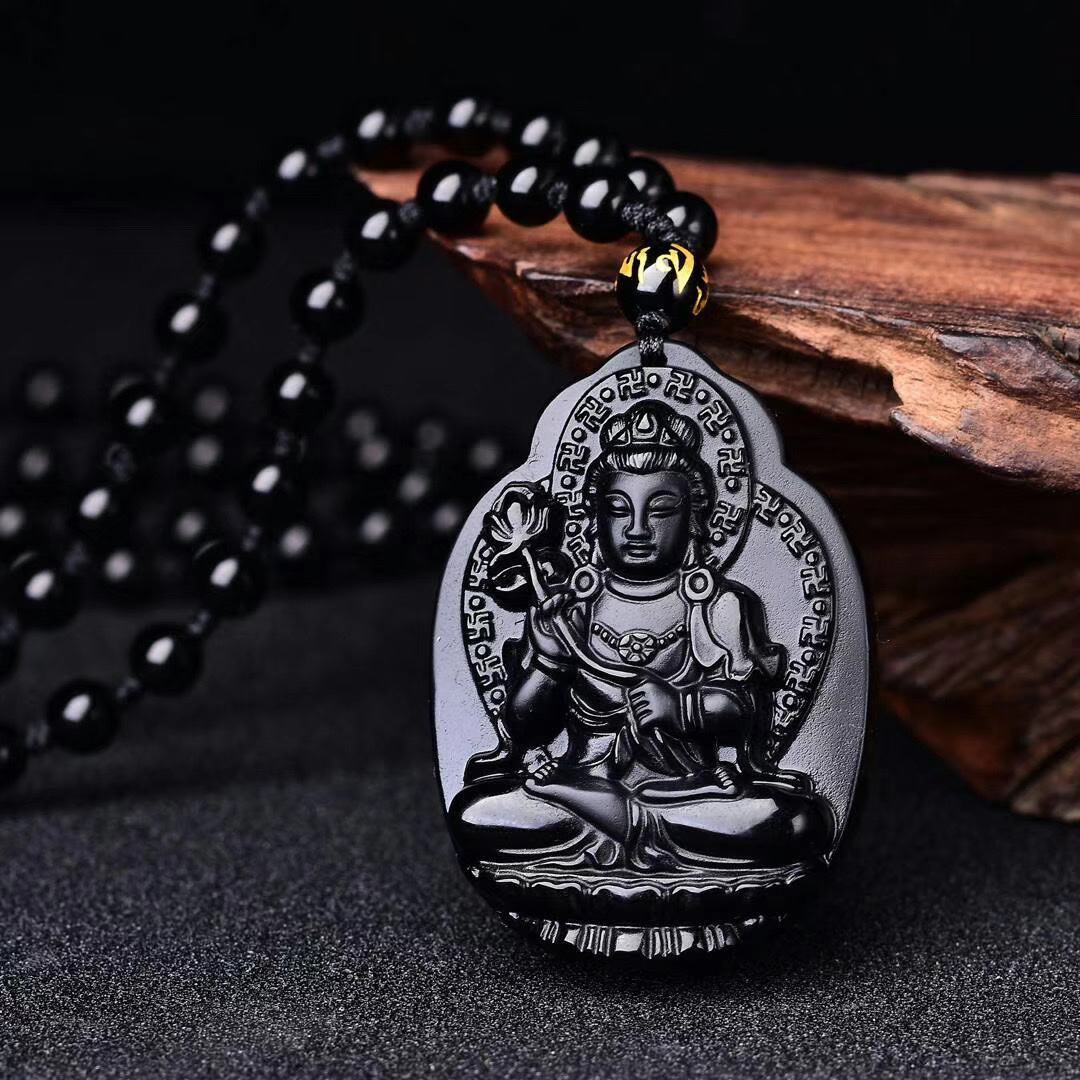 天然黑曜石吊坠