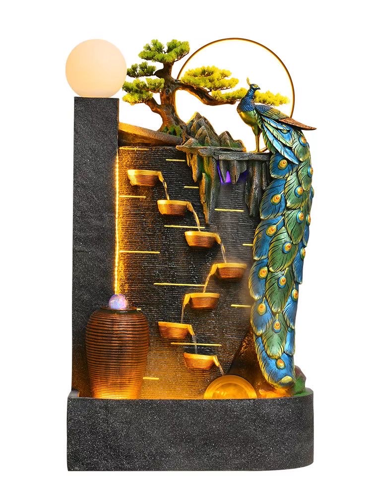 Resin water flow atomization water flow water wheel rotation LED lighting effect home decoration design club gift details Picture