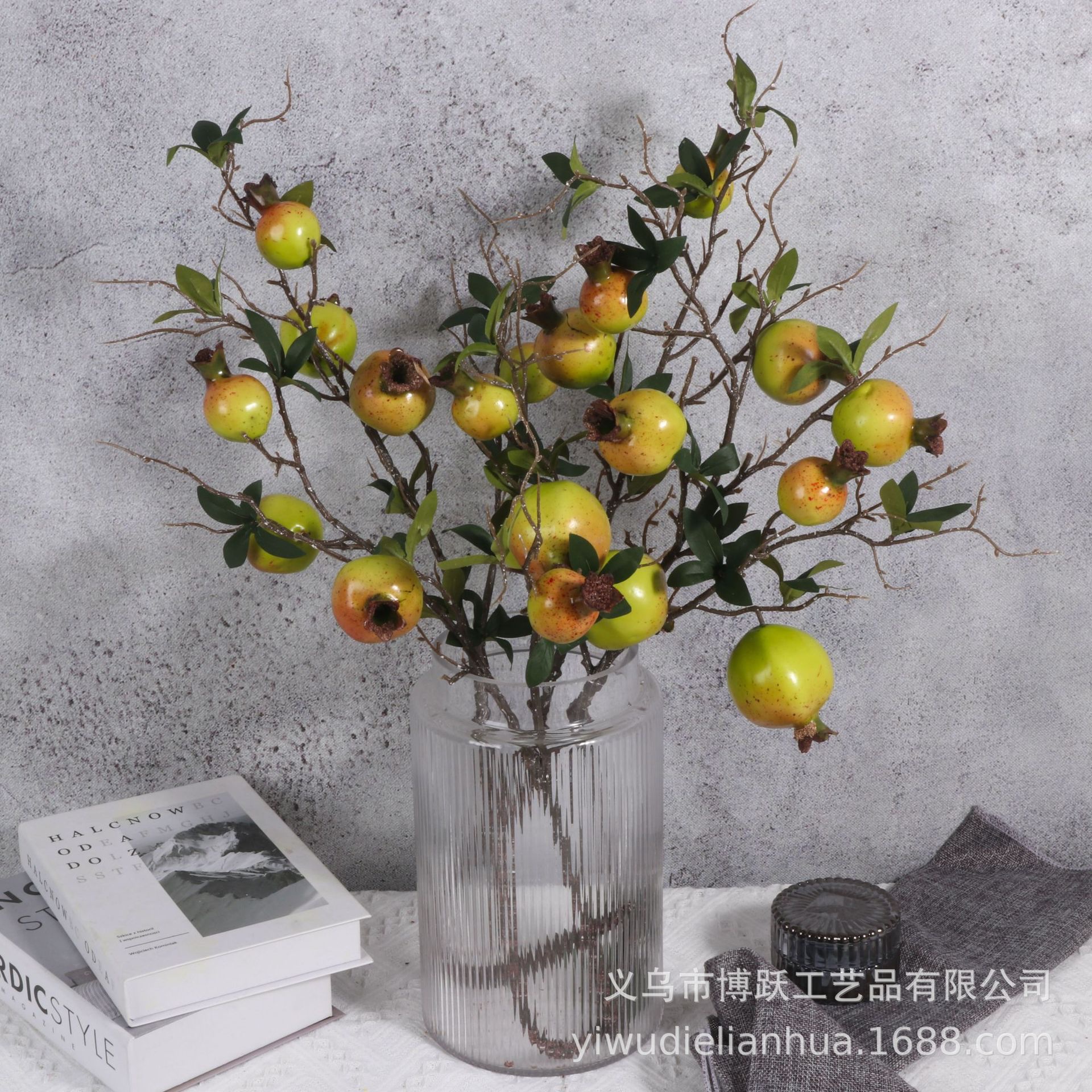 Factory direct sales of simulated pomegranate fruits, five-headed pomegranate simulated fruits and simulated flowers Specification image