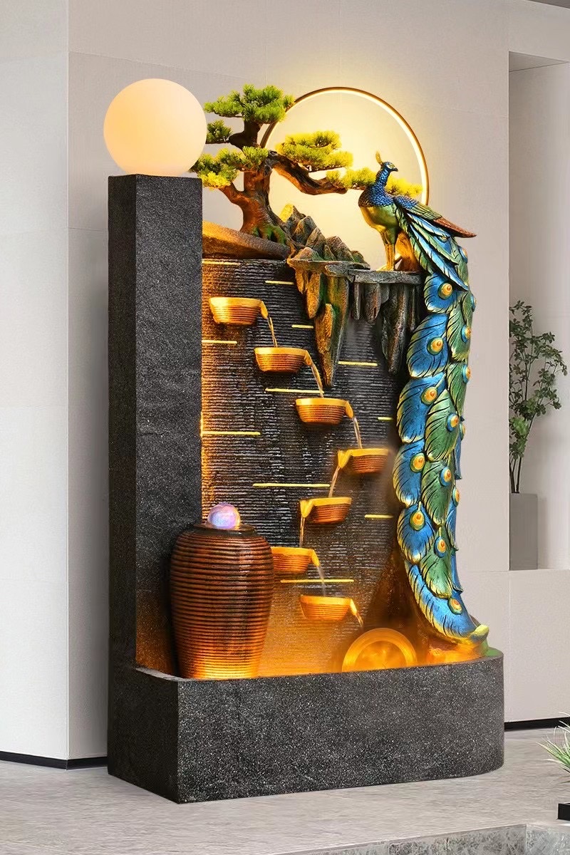 Resin water flow atomization water flow water wheel rotation LED lighting effect home decoration design club gift Item Picture