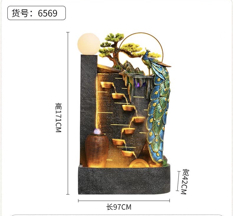 Resin water flow atomization water flow water wheel rotation LED lighting effect home decoration design club gift