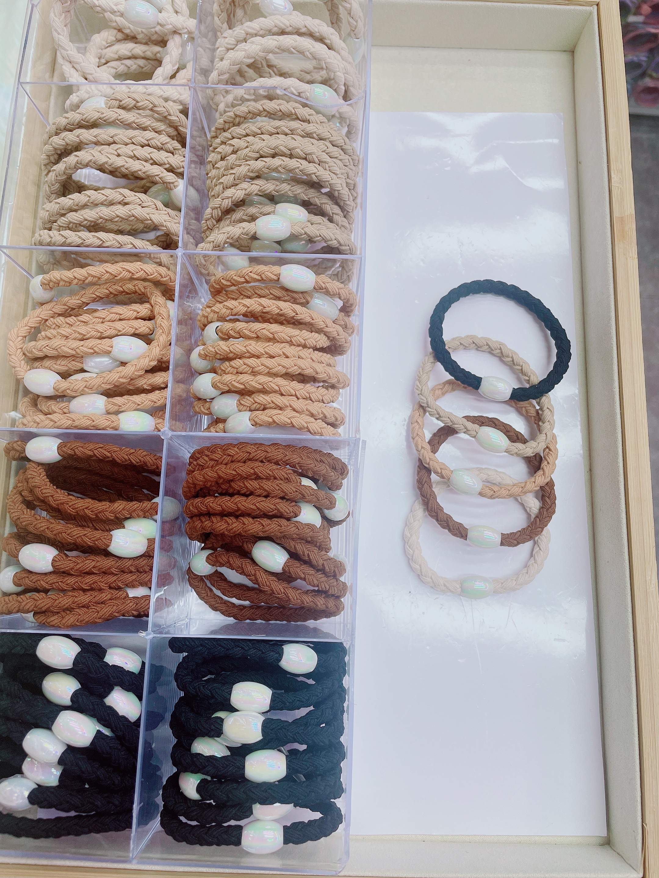 带珍珠皮筋婷轩饰品韩版简约基础皮筋