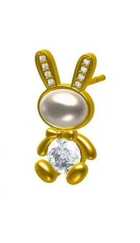 ins爆款一季爆款推荐，饰品百搭，小兔子耳针，铜+锆石镶嵌，手镶，微镶，铜丕耳钉