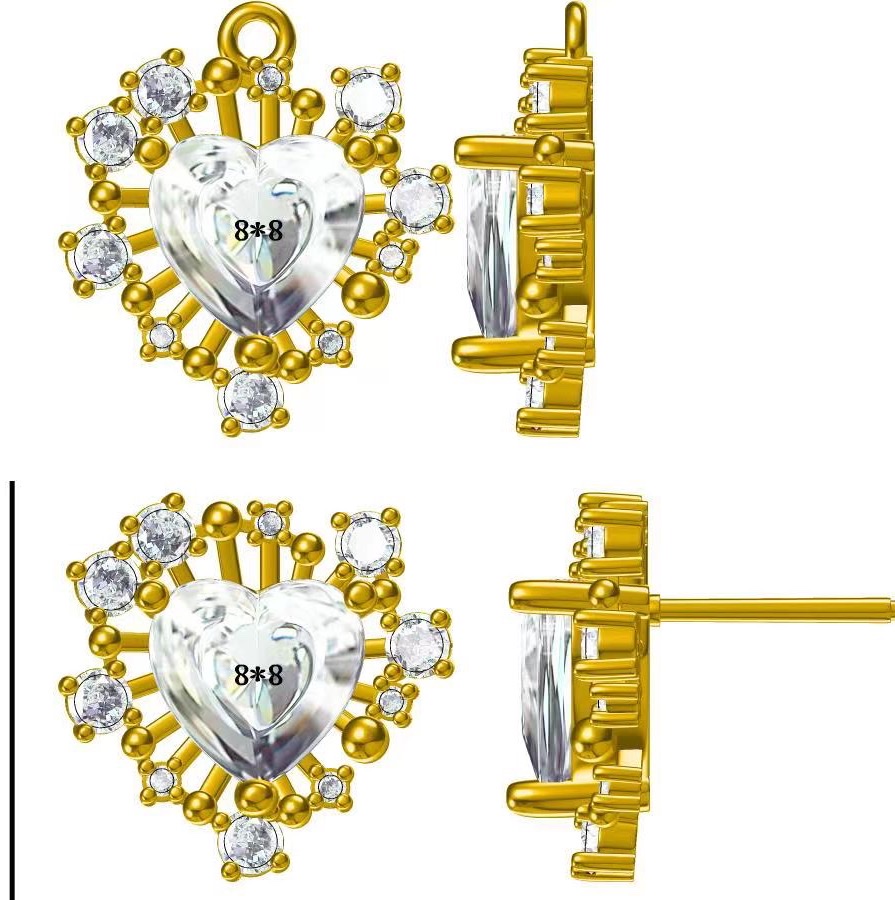 耳针/吊坠/铜镶锆石细节图