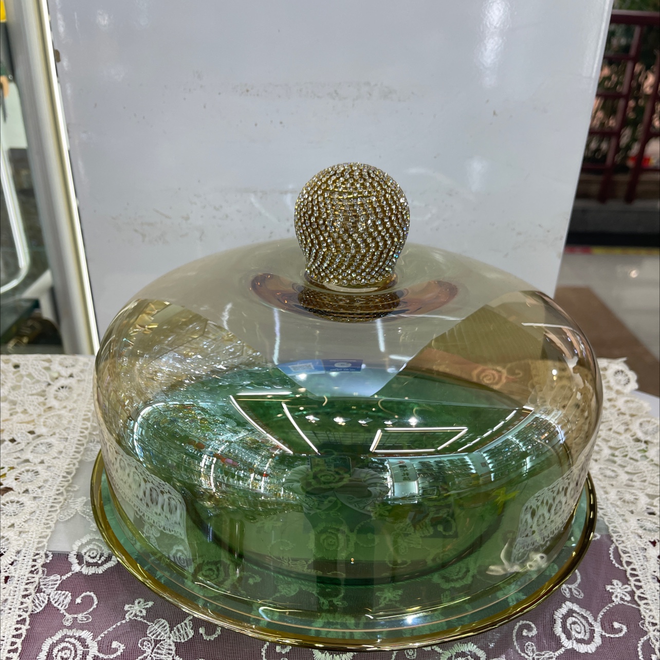 蓝金边电镀缠钻蛋糕盘