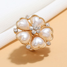 法式时尚复古心形珍珠花朵开口戒指气质关节戒指