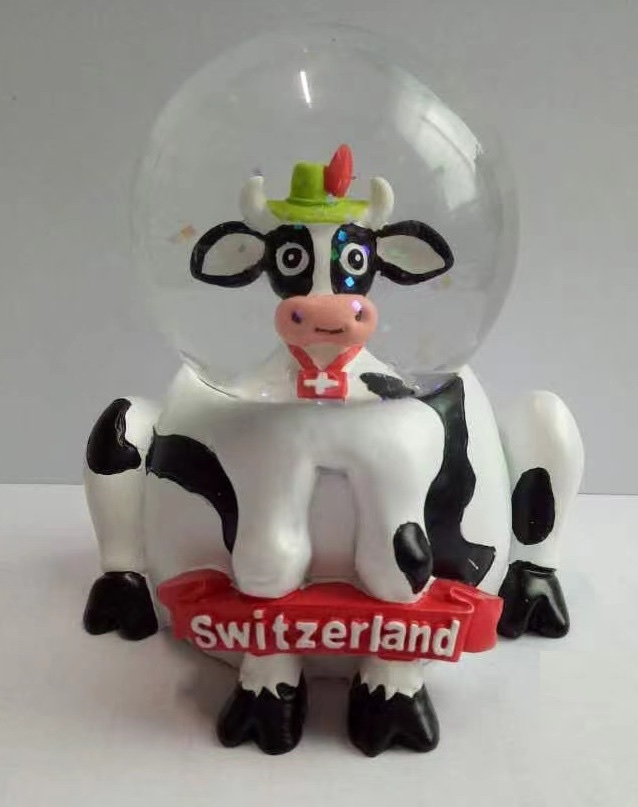 【单个装】55号树脂卡通动物奶牛水球旅游纪念品可定制图