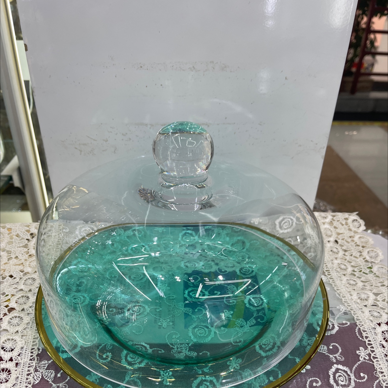 蓝色金边蛋糕盘