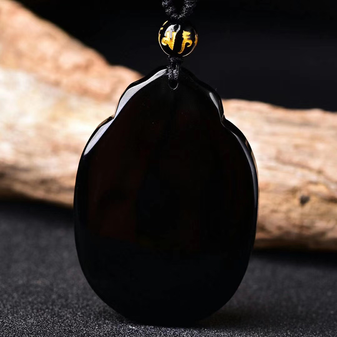 天然黑曜石/吊坠/精品白底实物图